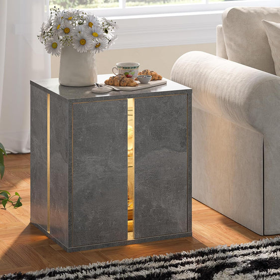 Farmhouse LED Nightstand with Glass Shelf - Pier 1