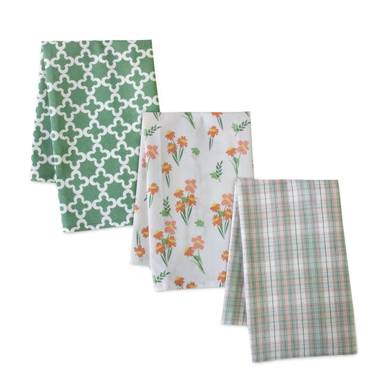 Floral-Plaid-Tea-Towel,-Set-of-3-Kitchen-Towels