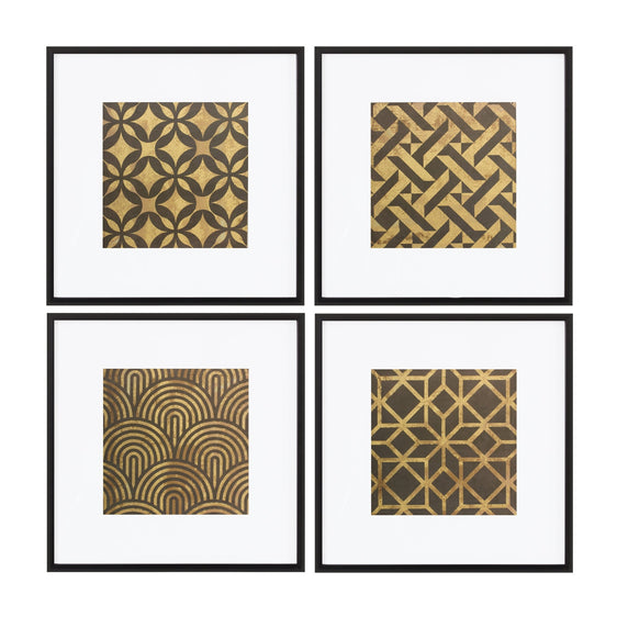 Framed-Art-Deco-Geometric-Print,-Set-of-4-Wall-Art