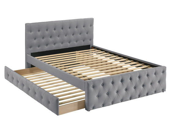 Full Bed with Trundle Slats, Upholstered Button Tufted - Pier 1
