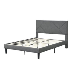 Full Size Upholstered Platform Bed Frame with Headboard, Strong Slat Support, Mattress Foundation - Pier 1
