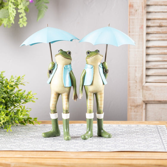 Garden-Frog-with-Umbrella-and-Rainboot-Accent,-Set-of-2-Outdoor-Decor
