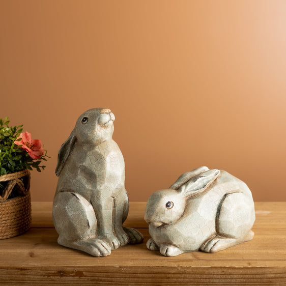 Garden-Rabbit-Figurine,-Set-of-2-Decorative-Accessories
