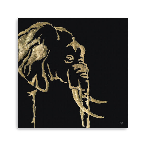 Gilded-Elephant-On-Black-Canvas-Giclee-Wall-Art-Wall-Art