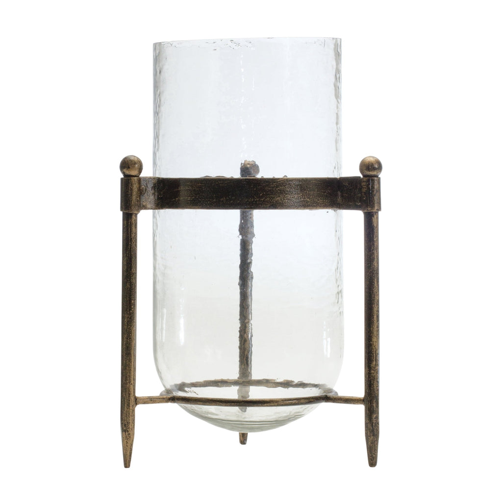 Glass Hurricane Candle Holder in Metal Stand 13.5"H - Pier 1