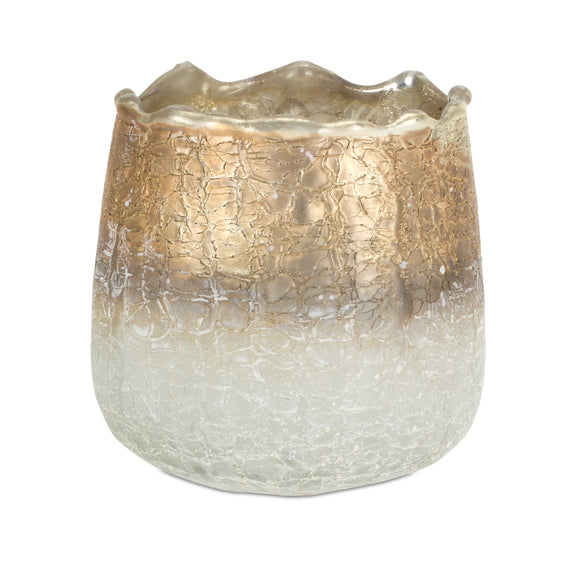Gold and White Ombre Glass Vase Candle Holder 3.75" - Decor