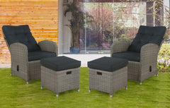 Gray Monaco All-weather 4-piece Set with Two Reclining Chairs and Two Ottomans - Pier 1