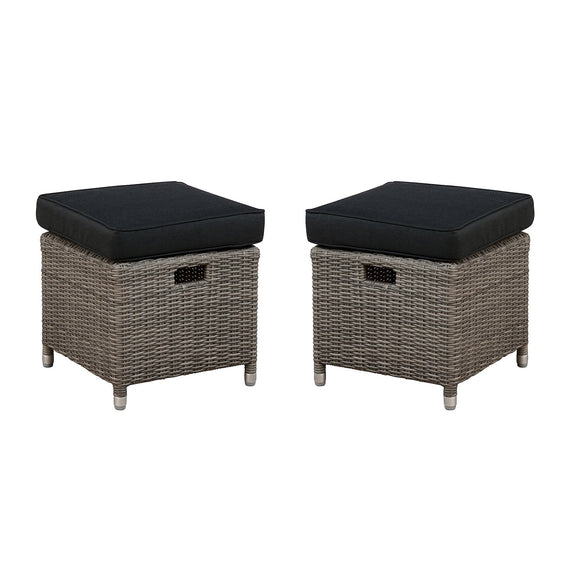 Gray Monaco All-weather Outdoor 17" Square Ottomans, Set of 2 - Pier 1