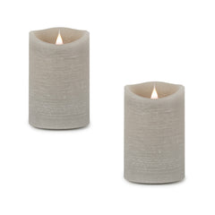 Grey-Simplux-LED-Designer-Wax-Candle-with-Remote,-Set-of-2-Candles-and-Accessories