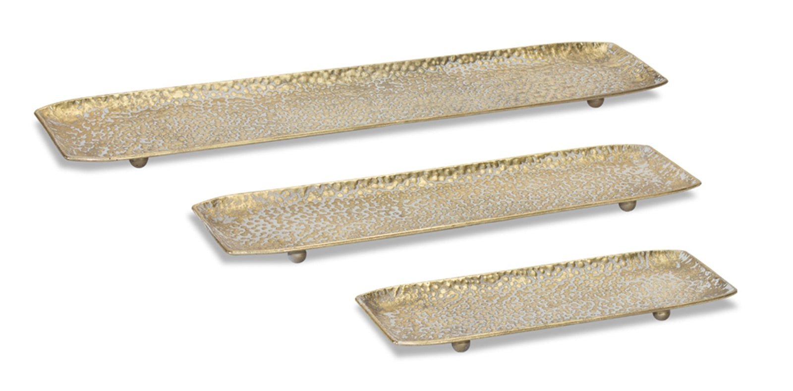 Hammered Metal Tray with Washed Finish, Set of 3 - Pier 1