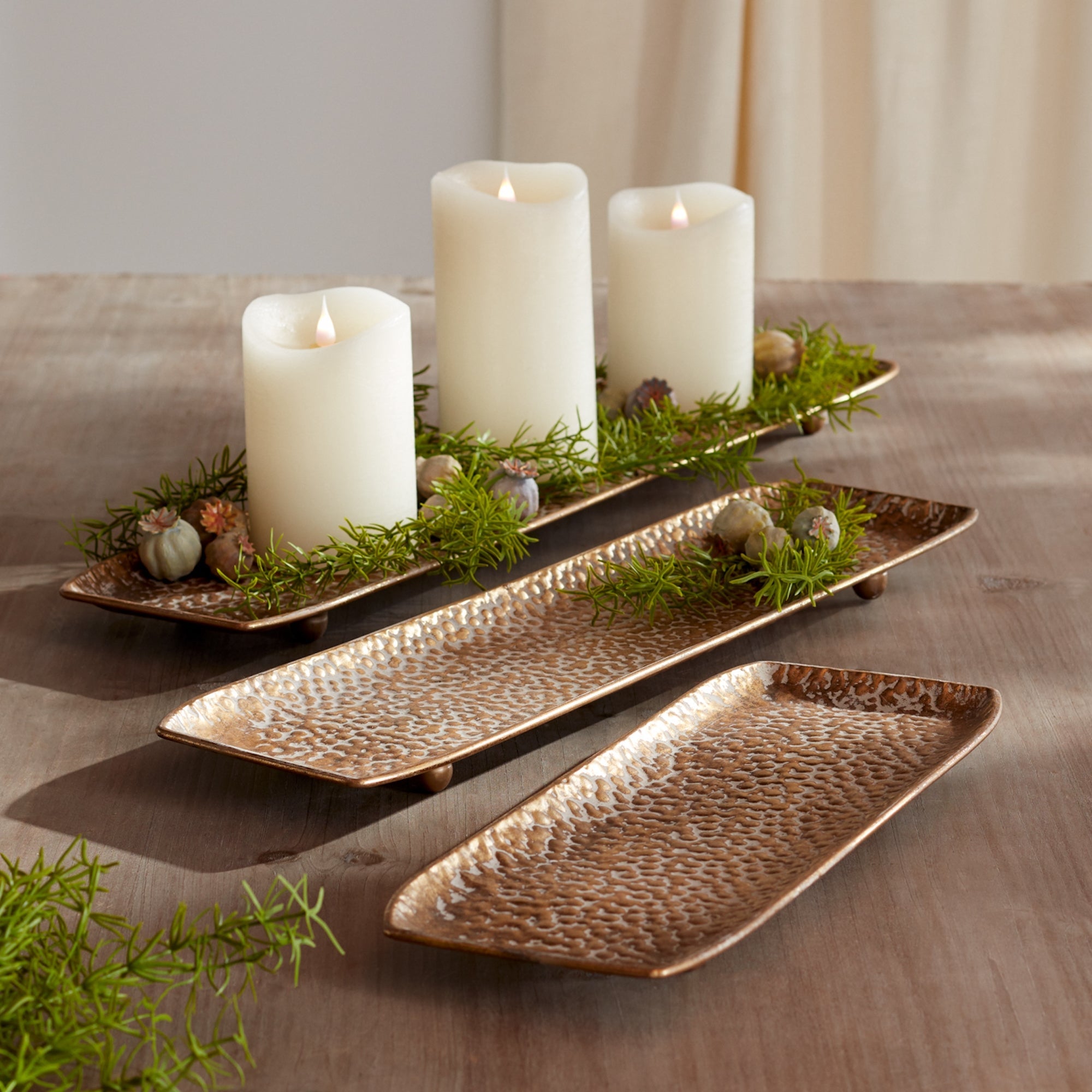 Hammered-Metal-Tray-with-Washed-Finish,-Set-of-3-Decorative-Trays