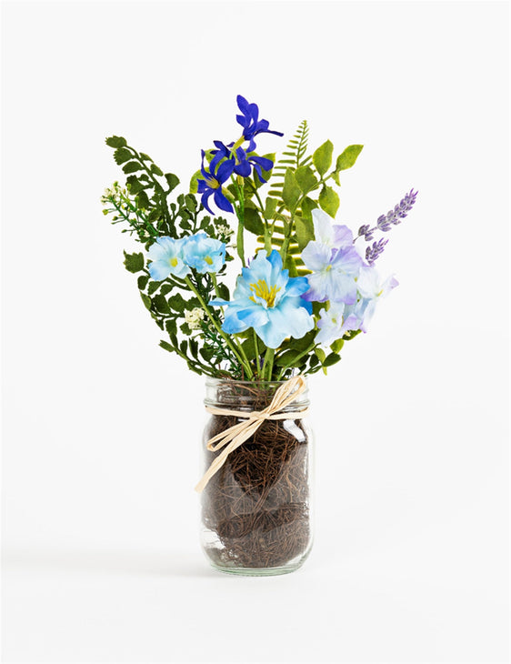 Hanging-Mason-Jar-Floral-Vases,-Set-of-6-Faux-Florals