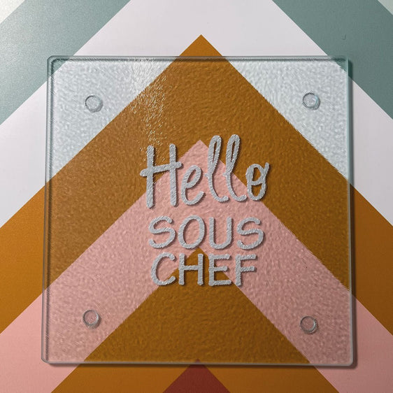 "Hello Sous Chef" Talking Glass Cutting Board - Cutting Boards