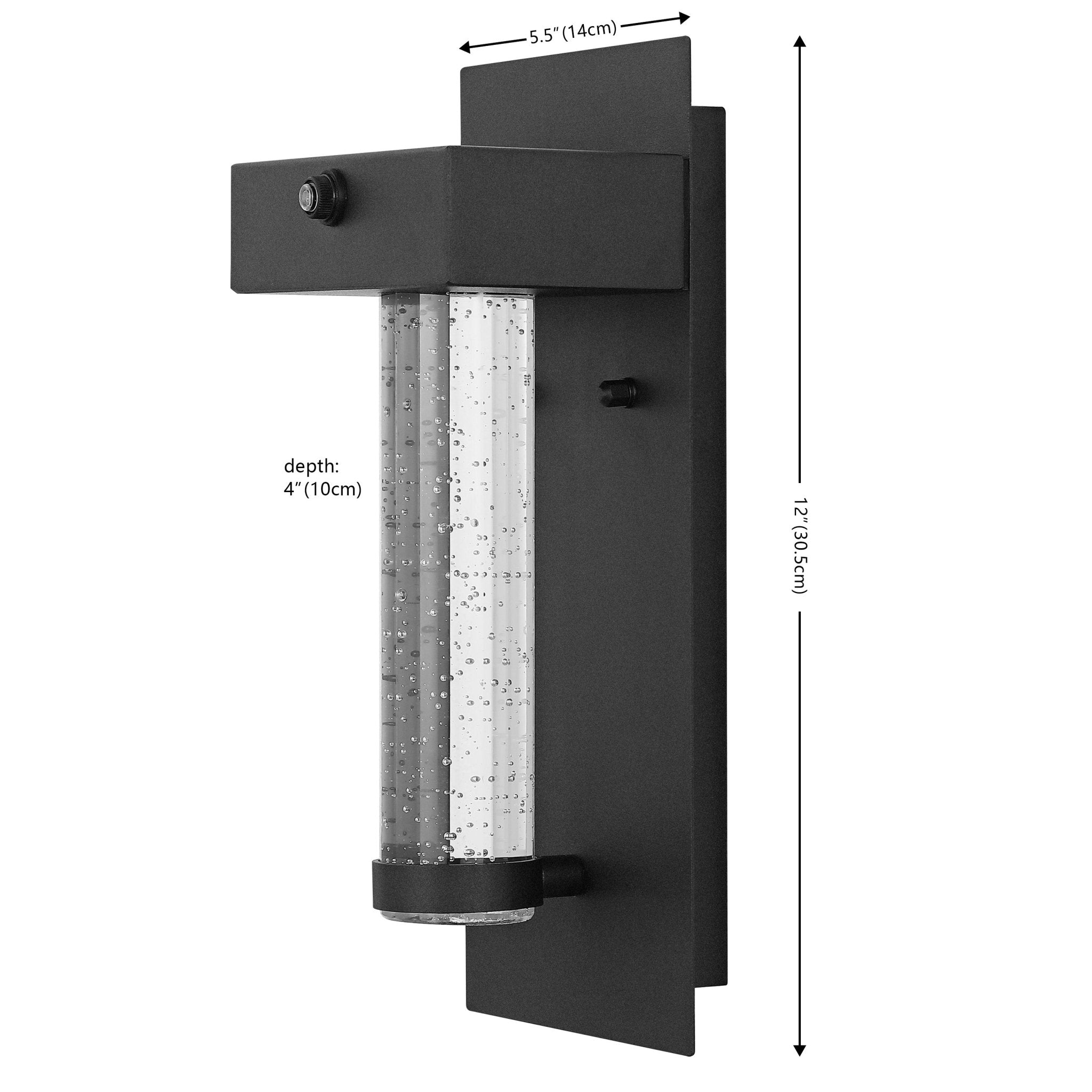 Horizone Light Minimalist Industrial Iron/Seeded Glass with DusktoDawn Sensor Integrated LED Outdoor Sconce - Pier 1