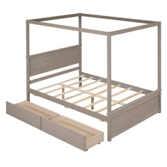 Hughes Canopy Platform Bed with Two Drawers and Support Slats - Pier 1