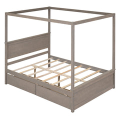 Hughes Canopy Platform Bed with Two Drawers and Support Slats - Pier 1