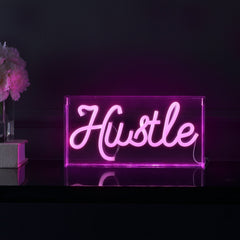 Hustle X Contemporary Glam Acrylic Box USB Operated LED Neon Light - Pier 1