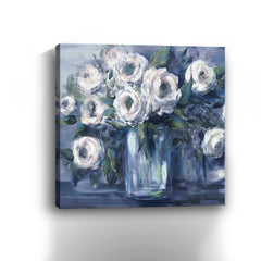 Indigo And White Blooms In Mason Jar Canvas Giclee - Pier 1