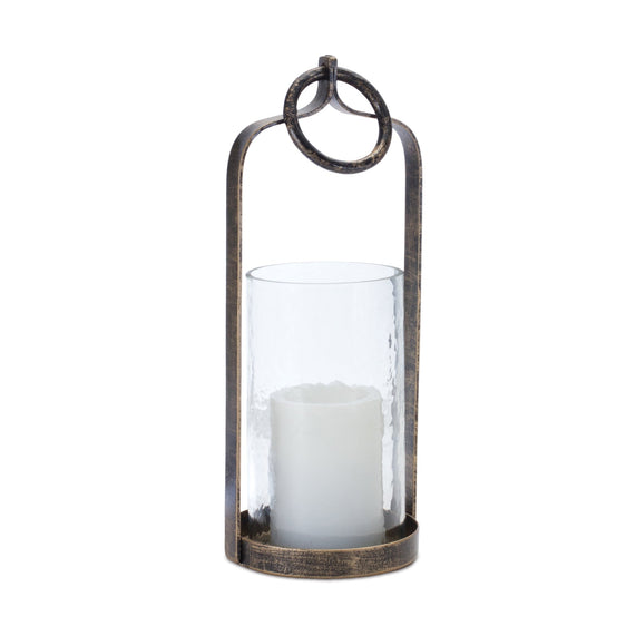Iron Framed Hurricane Candle Holder 13"H - Candles