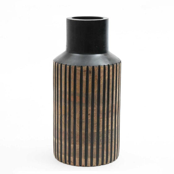 Jack Large Black Wood Striped Vase - Pier 1