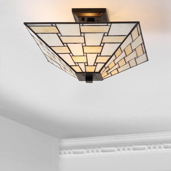 Jason-TiffanyStyle-Glass/Metal-LED-Semi-Flush-Mount-Ceiling-Lights