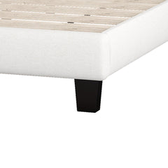 Josephine Upholstered Platform Bed with Saddle Curved Headboard and Diamond Tufted Details - Beds