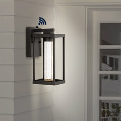 Juno Light Industrial Vintage Iron/Seeded Glass with DusktoDawn Sensor Integrated LED Outdoor Sconce - Wall Sconce