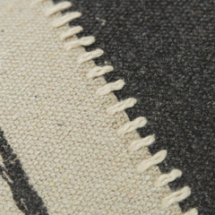 Knife Edge Print And Applied Embellishment Cotton Canvas Stripe Decorative Throw Pillow - Decorative Pillows