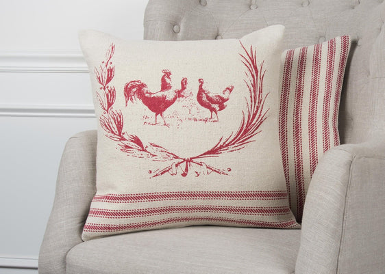 Knife-Edge-Printed-Cotton-Rooster-Decorative-Throw-Pillow-Decorative-Pillows