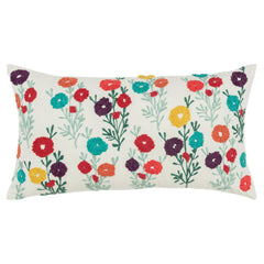 Knife Edged Embroidered Cotton Floral Decorative Throw Pillow - Decorative Pillows
