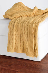 Knitted-Cable-Knit-100%-Cotton-Throw-Throw-Blankets