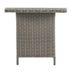 Kobo Gray Asti All-weather Wicker Outdoor 30" Dining Table with Glass Top - Outdoor Dining