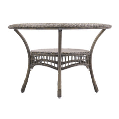 Kobo Gray Carolina 42" Diameter All-weather Wicker Outdoor Dining Table with Glass Top - Outdoor Dining