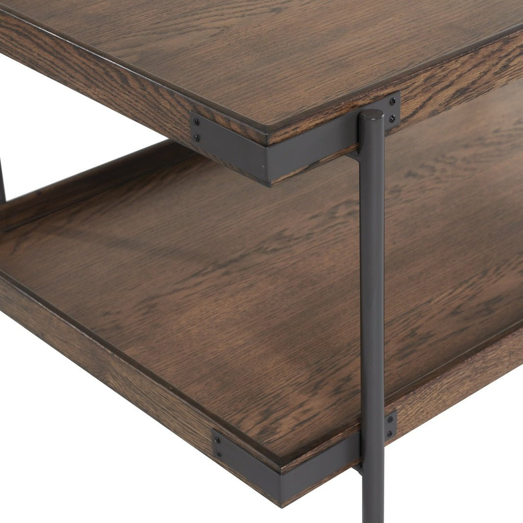 Kyra 27" Oak and Metal Side Table with Shelf - End Tables