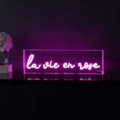 La Vie En Rose X Contemporary Glam Acrylic Box USB Operated LED Neon Light - Decorative Lighting