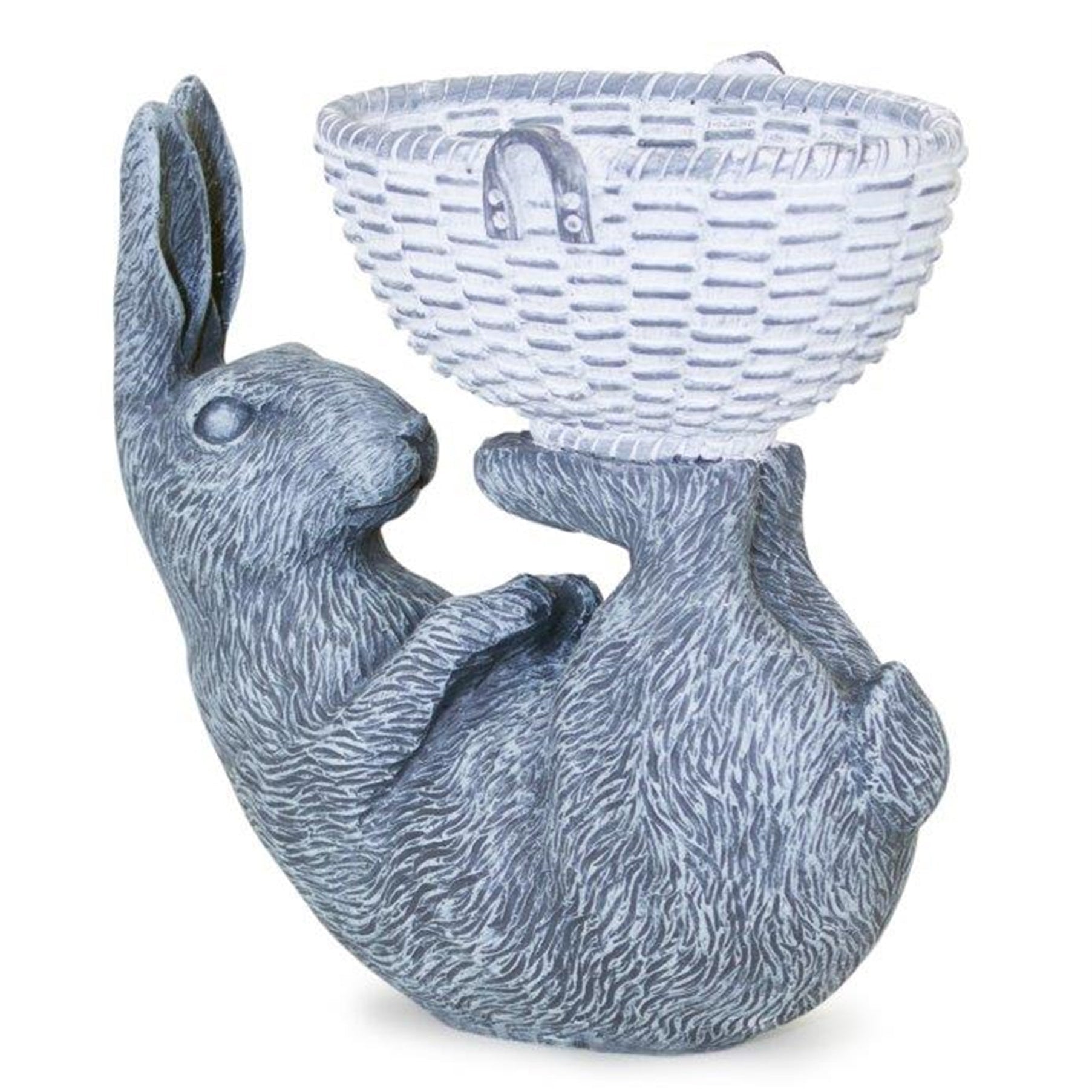 Laying Rabbit Figurine with Basket Accent 10.5" - Decor