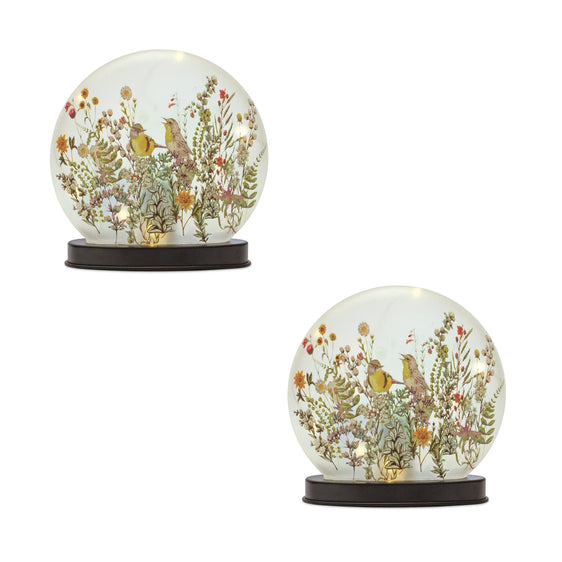 LED-Frosted-Glass-Bird-and-Floral-Globe,-Set-of-2-Decorative-Accessories