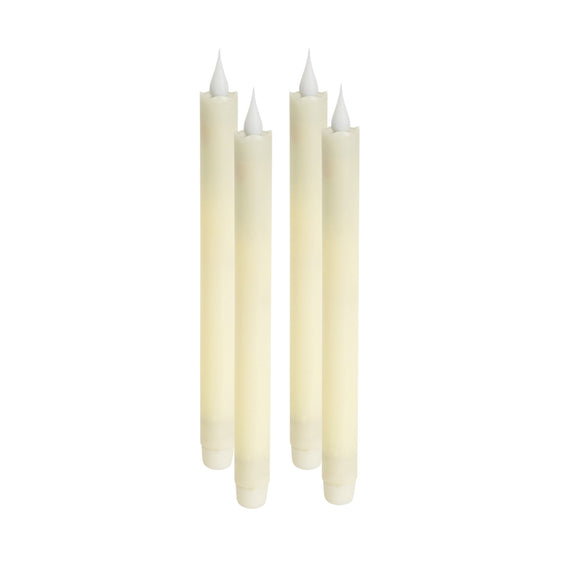 LED-Wax-Taper-Candle-with-Moving-Flame,-Set-of-4-Candles