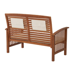 Light Brown Oil Lyndon Eucalyptus Wood Outdoor 2-seat Bench with Cushions - Outdoor Seating