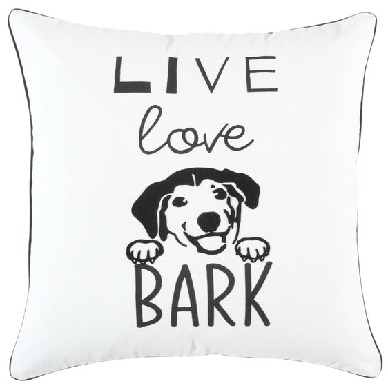 " Live Love Bark" Embroidery 100% Cotton Pillow - Pier 1