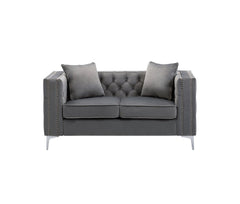 Lorreto Velvet Living Room Set with Button Tufted Sofa and Loveseat - Sofas