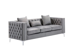 Lorreto Velvet Living Room Set with Button Tufted Sofa and Loveseat - Sofas