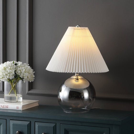 Louisa-MidCentury-Modern-Round-Glass/Iron-Pleated-Shade-LED-Table-Lamp-Table-Lamps