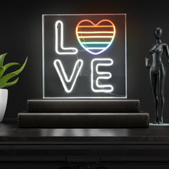 LOVE Square Contemporary Glam Acrylic Box USB Operated LED Neon Light - Decorative Lighting