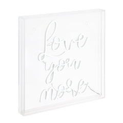 Love You More Square Contemporary Glam Acrylic Box USB Operated LED Neon Light - Decorative Lighting