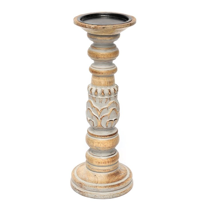 Mango Wood Pillar Candle Holders, Set of 2 - Candles and Accessories