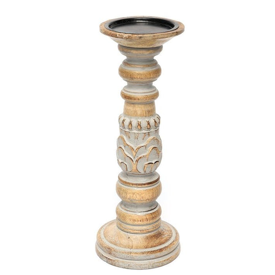 Mango Wood Pillar Candle Holders, Set of 2 - Candles and Accessories