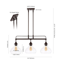 Marlowe Light Farmhouse Industrial Iron/Glass Linear LED Pendant - Pendant Lights