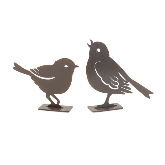 Metal Cut Out Bird Figurine, Set of 2 - Decor