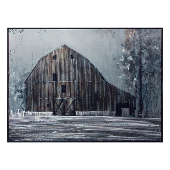 Metal Framed Modern Barn Canvas Painting Wall Art 31.5" - Wall Art